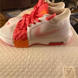 Nike Men’s Athletic Shoes - White with Coral and Orange Accents LeBron witness 8